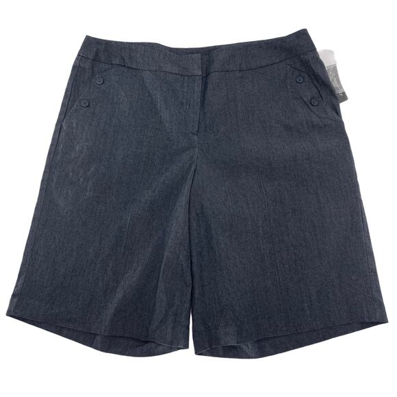SANDRO Woman Bermuda Shorts Chambray Navy Blue 22W NEW - Picture 1 of 8